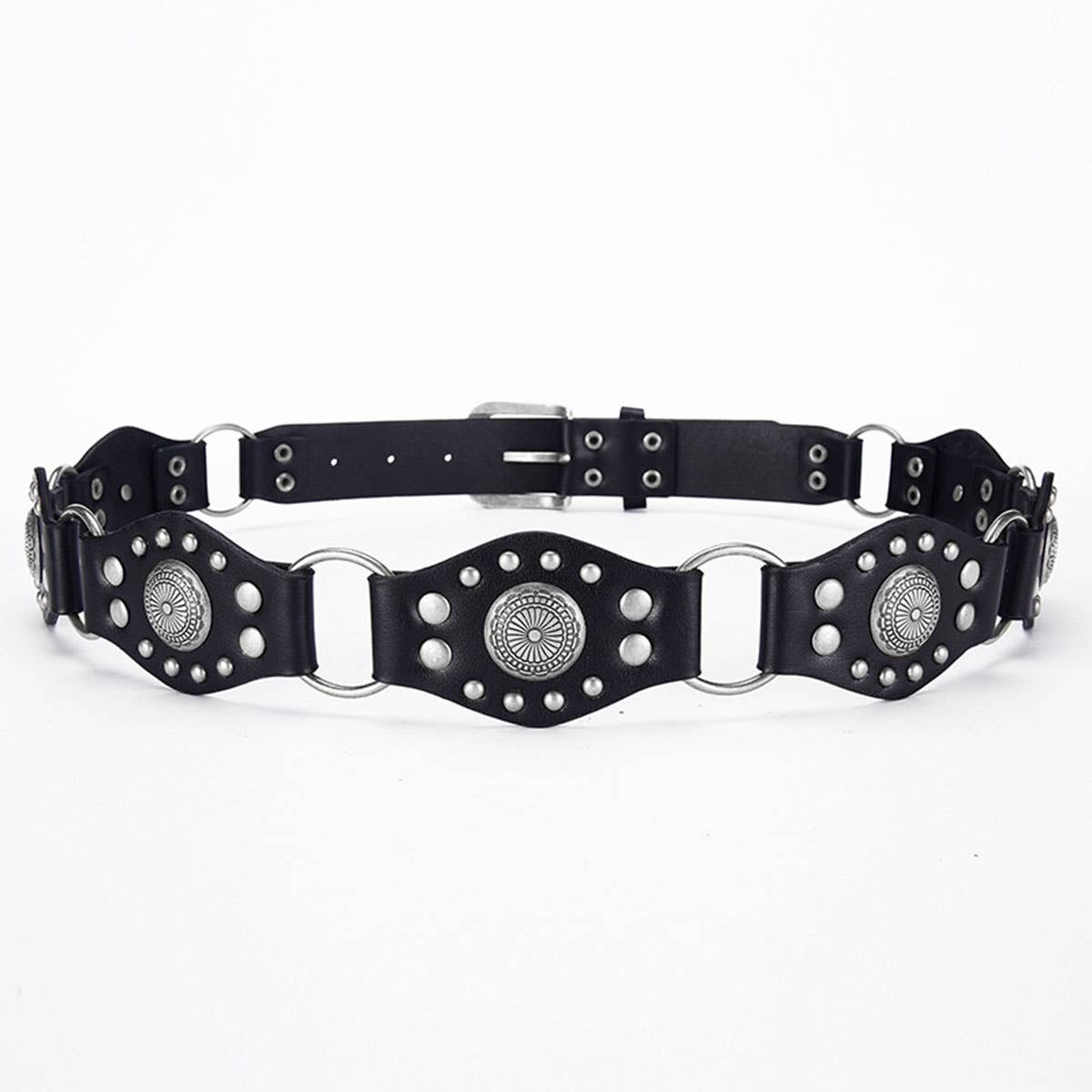 Retro American-style belt with spliced rivets