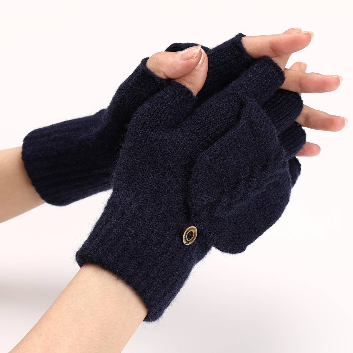 FLAP HALF FINGER WOOL WARM GLOVES_CWAG0098