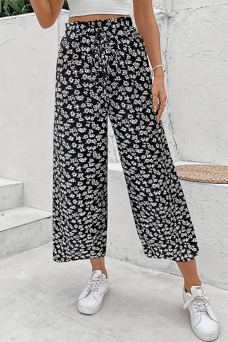 CWBLP2078_HIGH WAIST LOOSE FIT SLIM STRIPED WIDE LEG PANTS