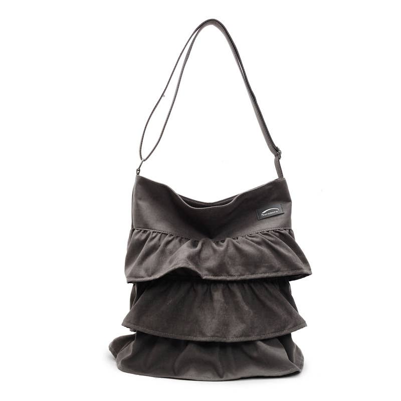Lotus leaf pleats large-capacity crossbody bag