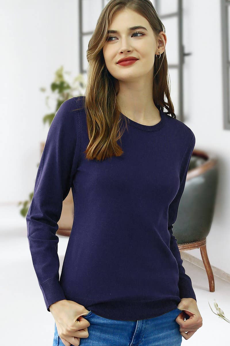 AWOSWL283_LONG SLEEVE CREW NECK PULLOVER SWEATER