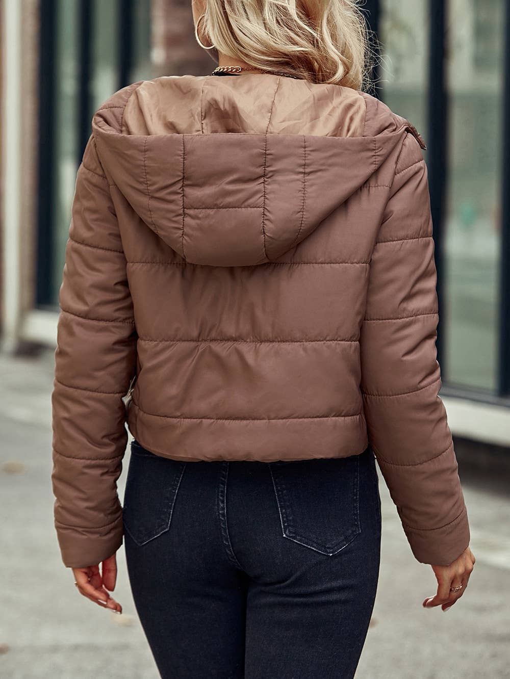 CASUAL ZIPPER PADDED JACKET HOODED JACKET