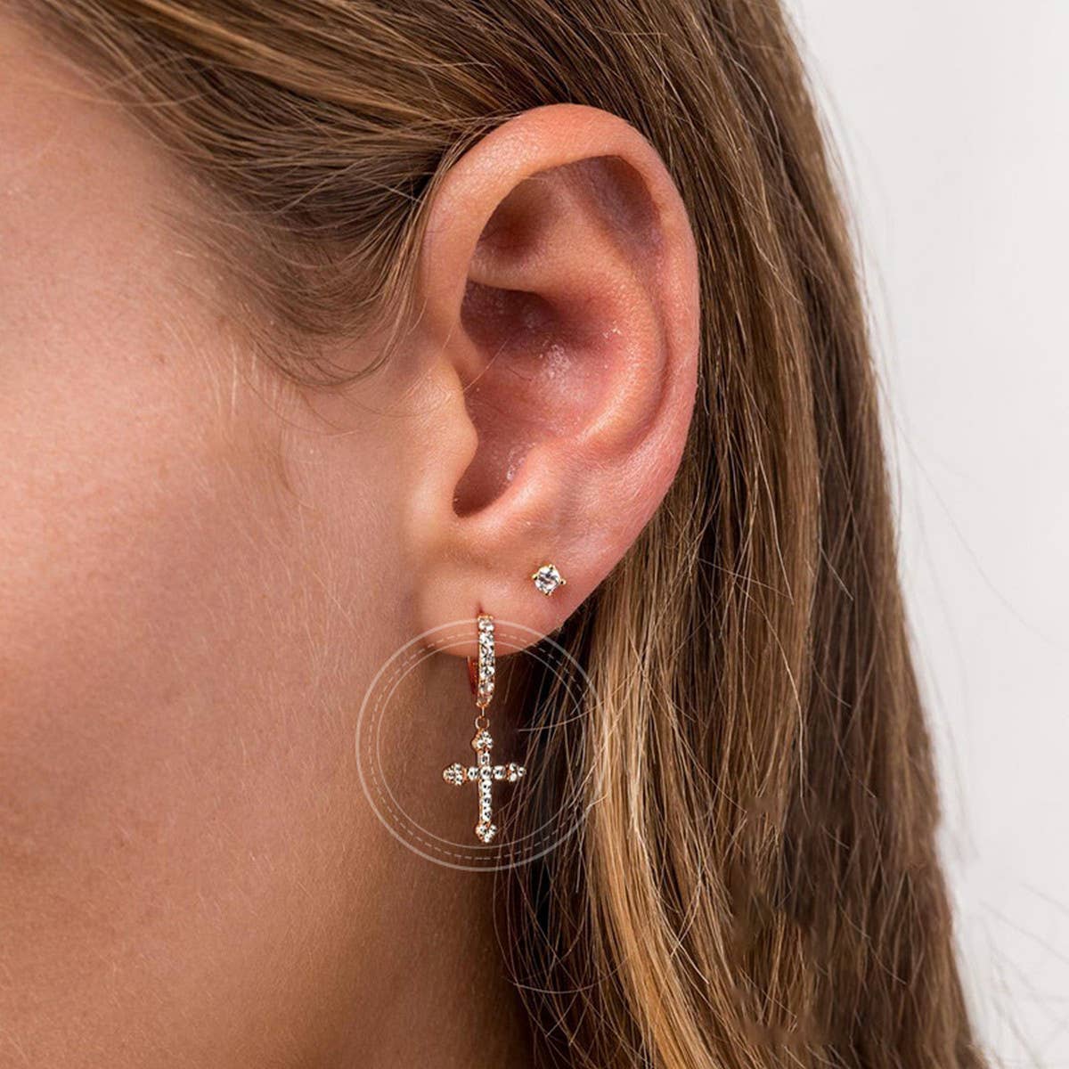 GEOMETRIC CROSS TRENDY FASHION HOOP EARRINGS
