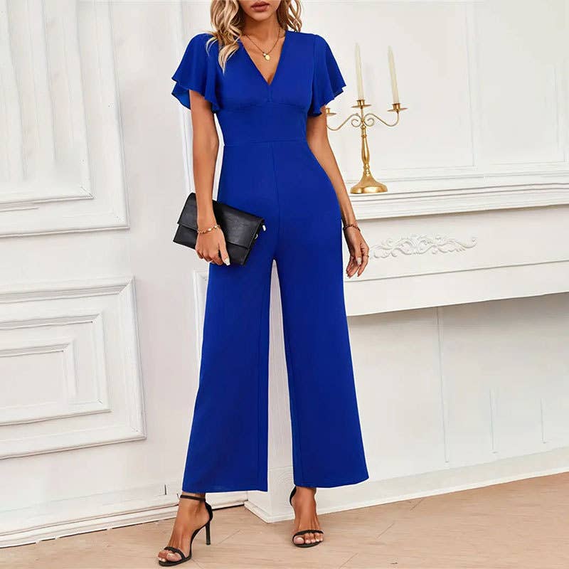 Flanged sleeveless jumpsuit