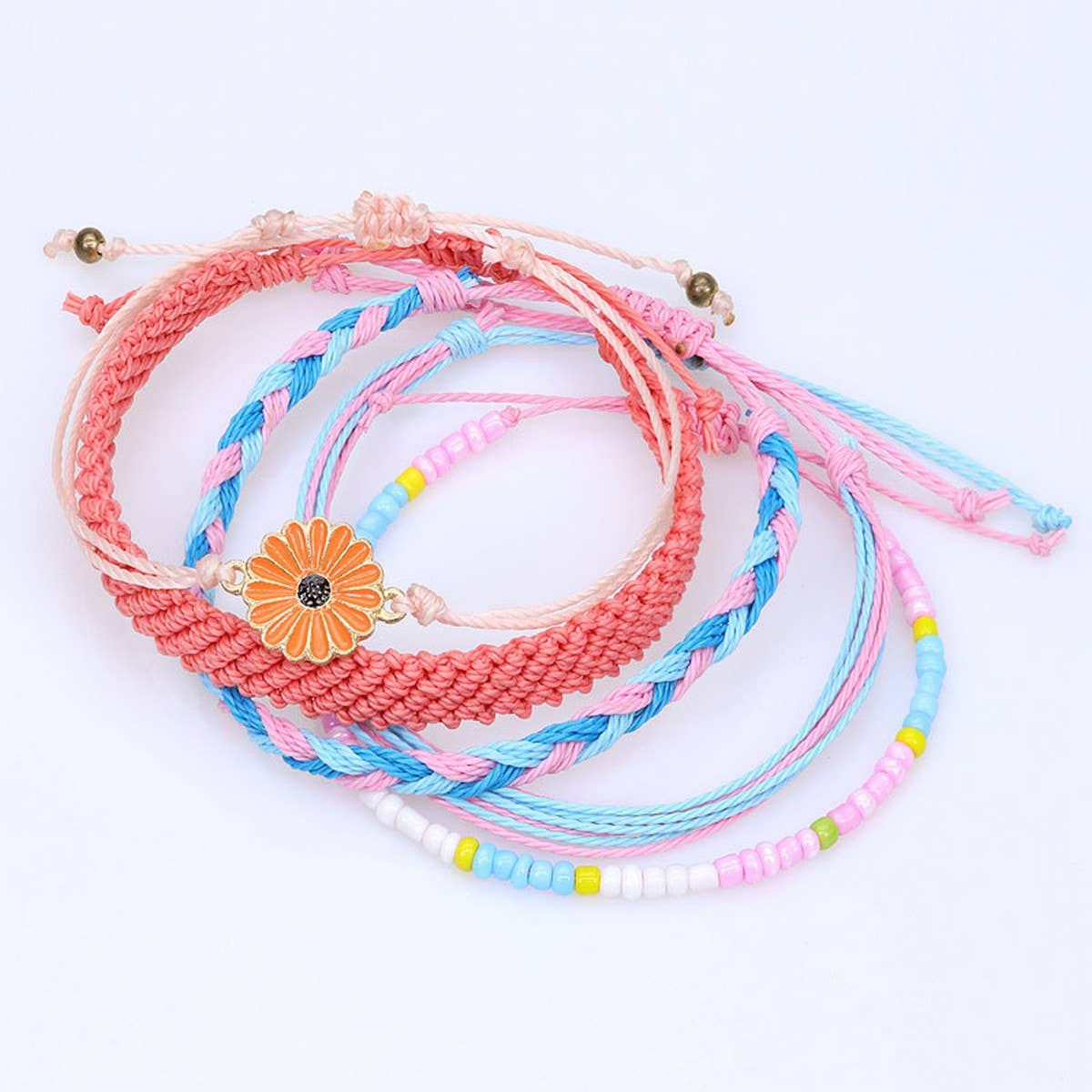 SUNFLOWER DAISY MIXED COLOR WOVEN BRACELET