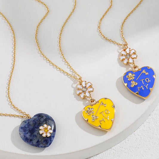 NEW FASHION LOVE PEACH ENAMEL OIL DROP NECKLACE