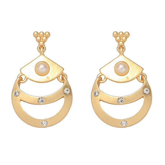 AUTUMN MATT GOLD MOON NECKLACE EARRING SET_CWAJE2915
