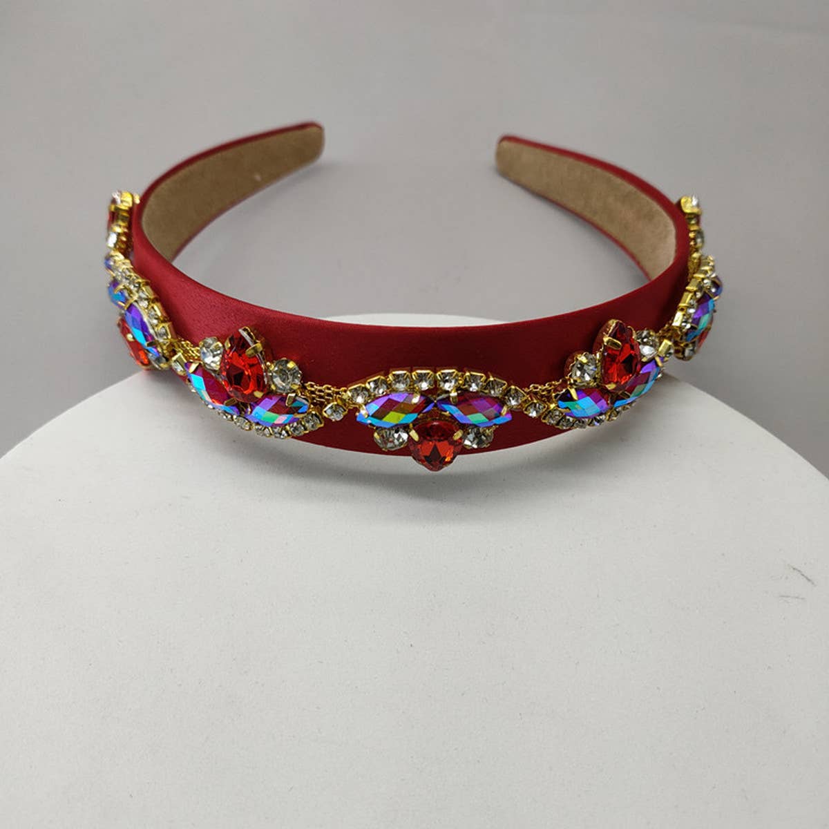 WIDE-BRIMMED HANDMADE RHINESTONE HEADBAND