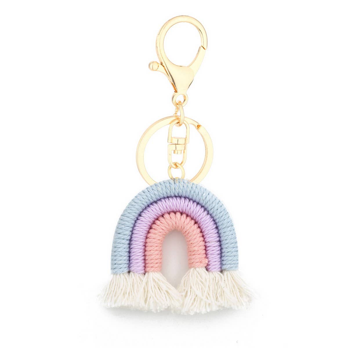 Macrame Rainbow Keychain Boho Car Hanging Decor_CWAB5031