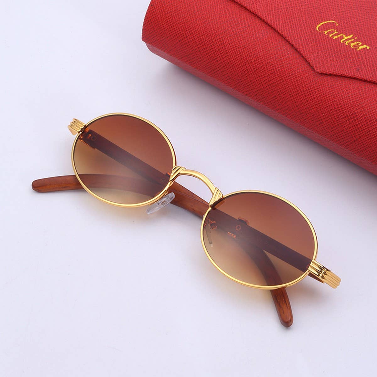 IMITATION WOOD SUNGLASSES ROUND FRAME SUNGLASSES