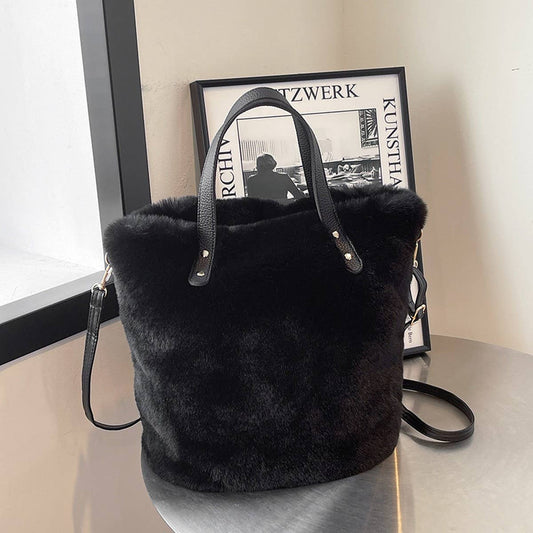 WINTER LARGE CAPACITY SHOULDER HANDBAG PLUSH BAG_CWAB3967