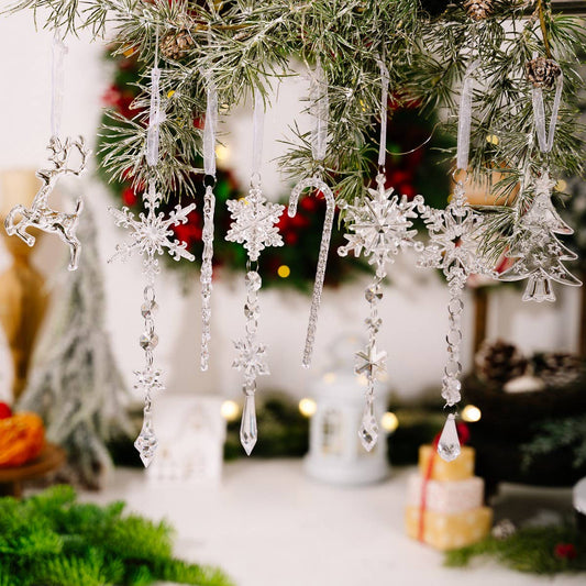 CWMM10178_ACRYLIC CHRISTMAS SNOWFLAKE REINDEER ORNAMENTS SET