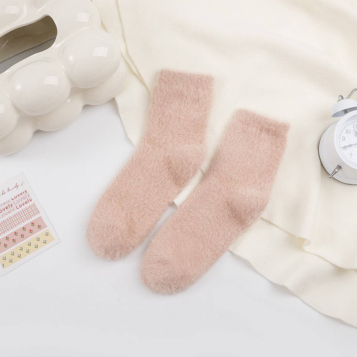 WINTER WARM MID-TUBE SOCKS SOLID COLOR SOCKS