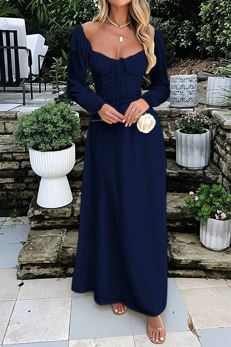 CWDMD01195_ELEGANT LONG SLEEVE SOLID EVENING DRESS