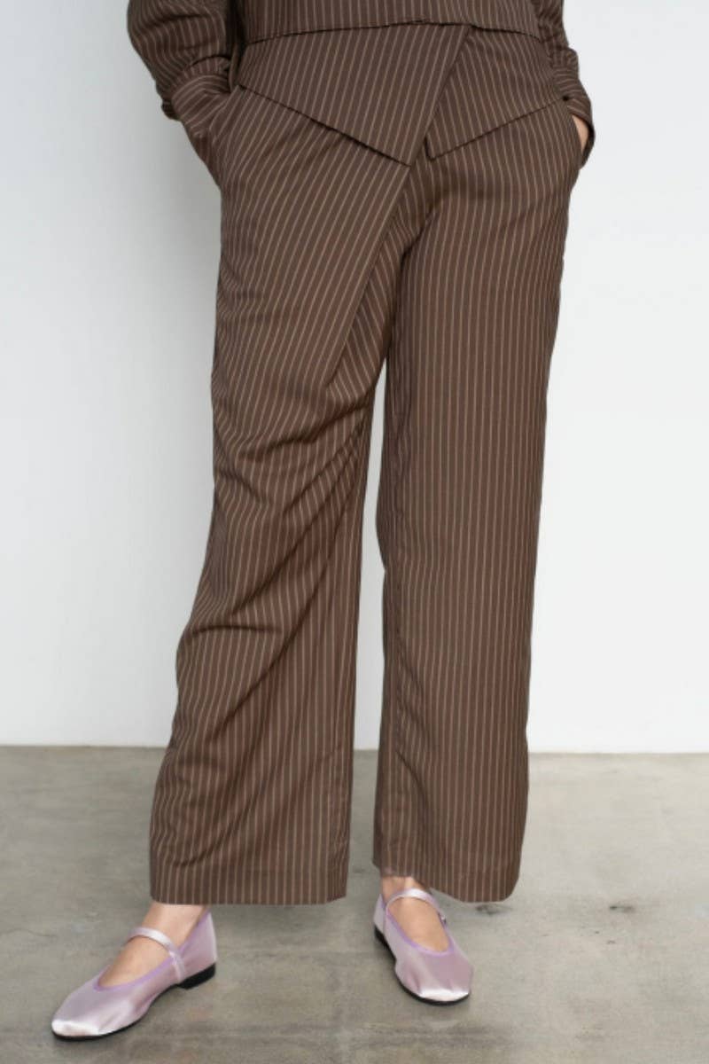 CWBLP2055_CASUAL LOOSE TIE-WAIST IRREGULAR STRIPE PANTS