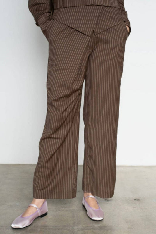 CWBLP2055_CASUAL LOOSE TIE-WAIST IRREGULAR STRIPE PANTS