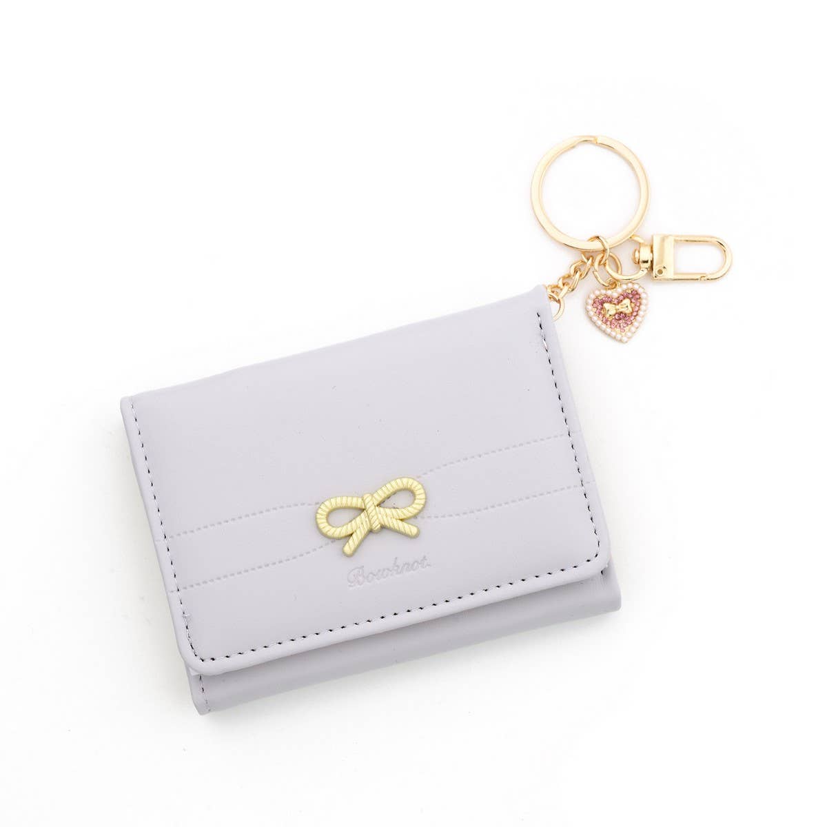 Korean Style Bow Heart Short Trifold Wallet_CUAB00444