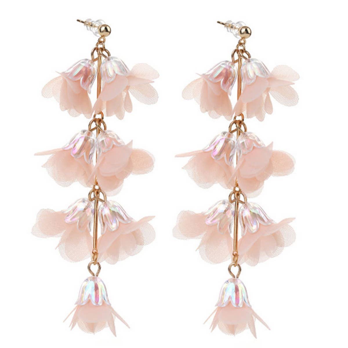 Crystal Flower Tassel Earrings Elegant Long Drops