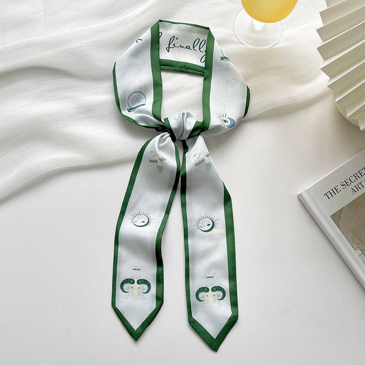 Zodiac Print Skinny Scarf for Hair and Bag Tie_CWASC0736
