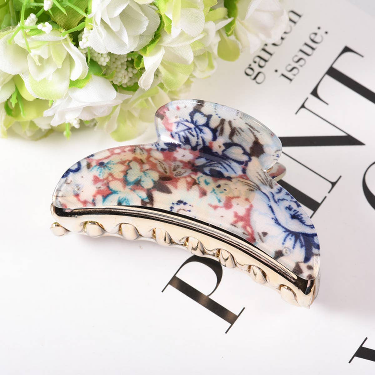 Large Acrylic Flower Hair Claw Ponytail Clip_CWAHA0990