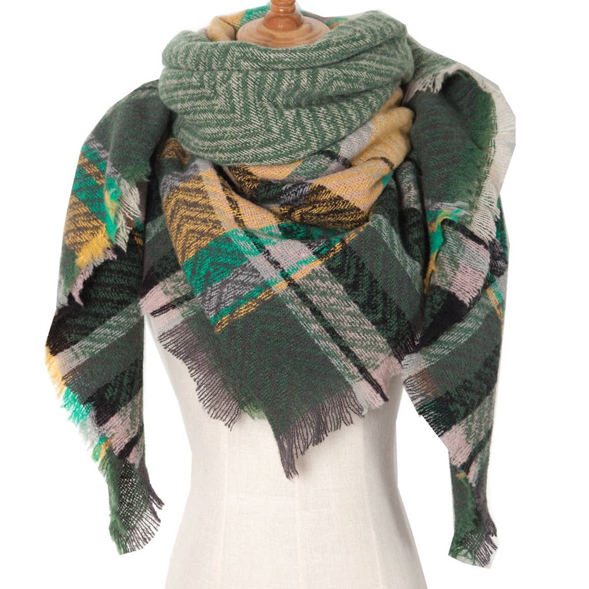 Plaid Triangle Scarf for Fall & Winter ??Wholesale_CWASC0110