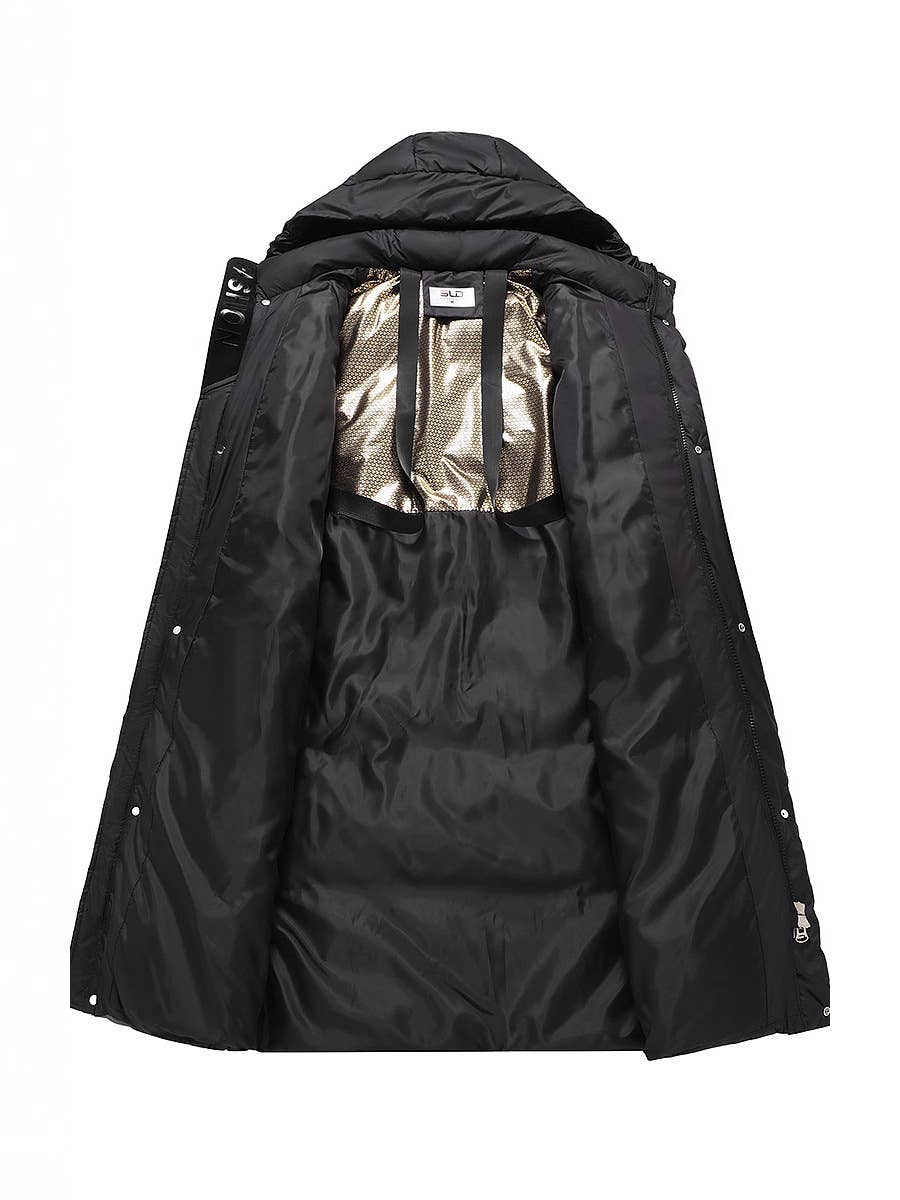 Knee-length,thick and loose cotton-padded jacket