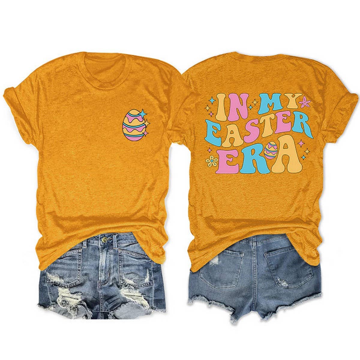 EASTER TREND DOUBLE SIDED LETTER PRINTED TEES_CWTTS0869