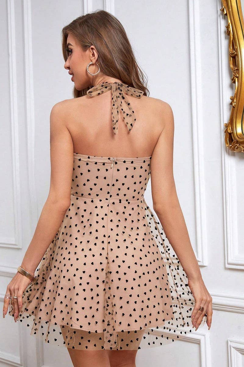 CWDSD8303_HALTER NECK STRAPLESS WAIST DRESS