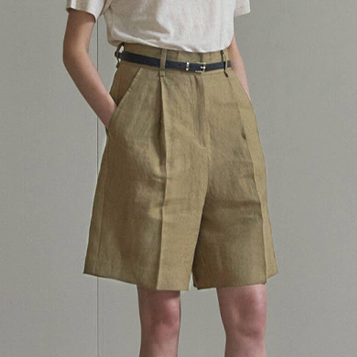 SAND-WASHED PURE LINEN SLIM PANTS