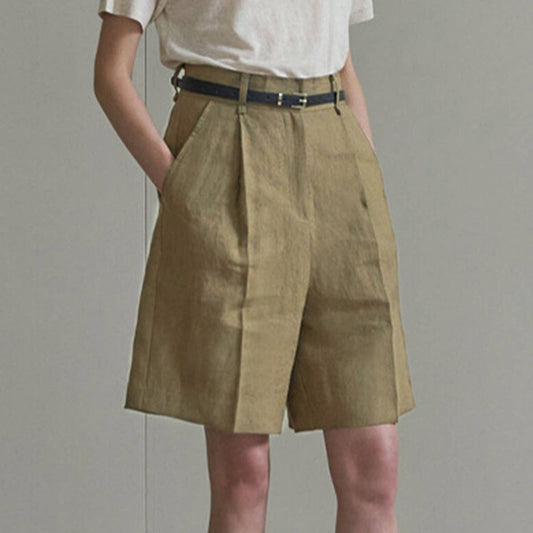 SAND-WASHED PURE LINEN SLIM PANTS