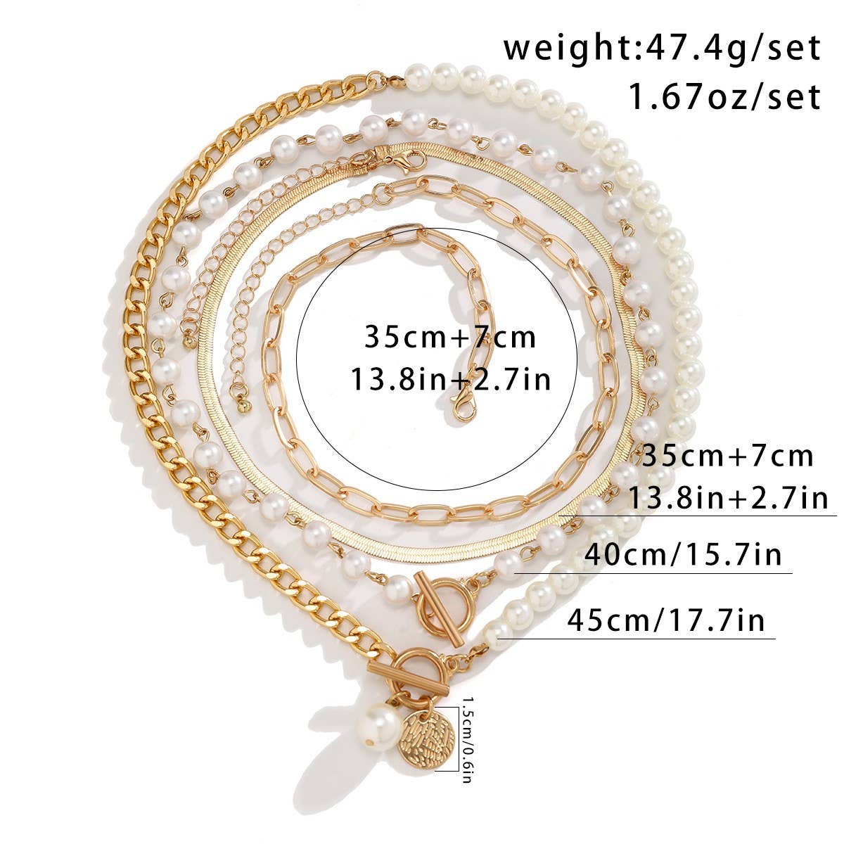 NICHE IMITATION PEARL OT BUCKLE TASSEL NECKLACE_CWAJE1805