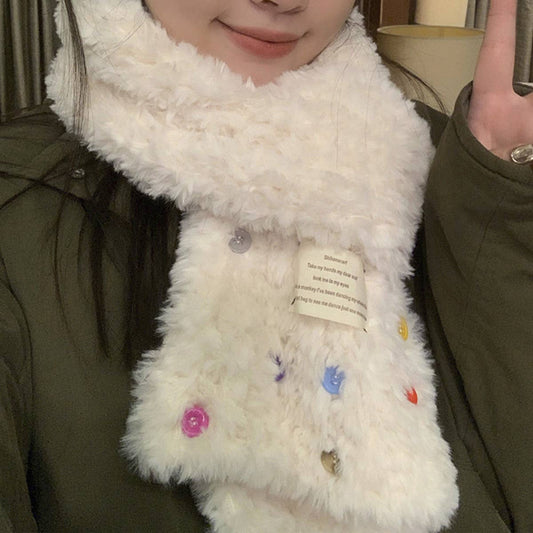 Plush Scarf ??Colorful Button Winter Warm NeckWrap_CWASC1237