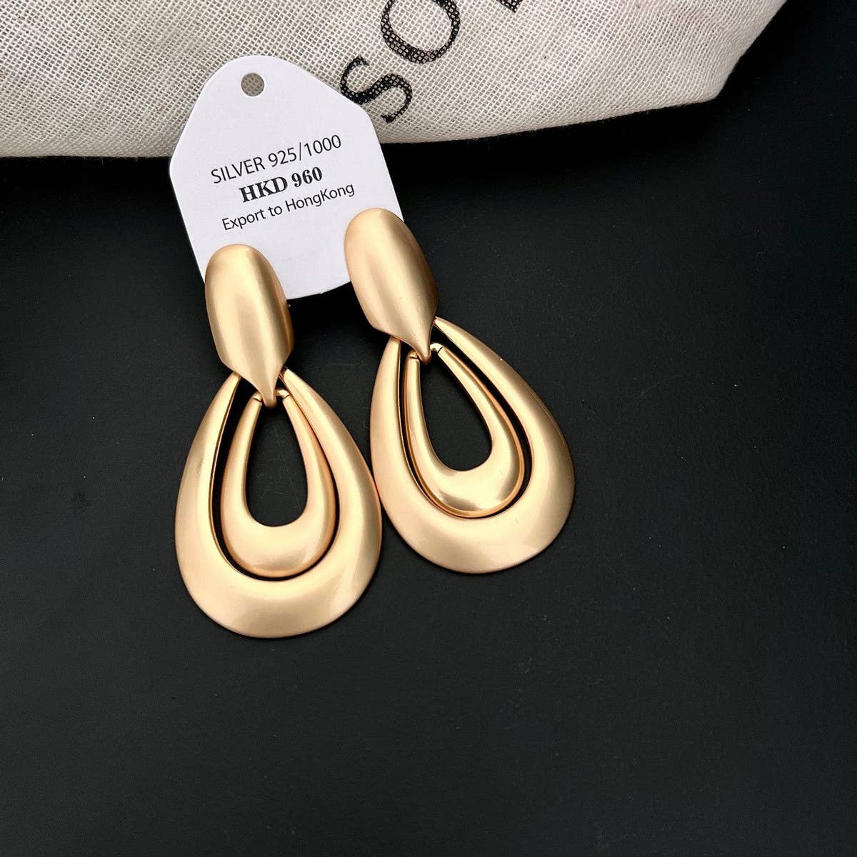 DOUBLE RING WATER DROP EARRINGS
