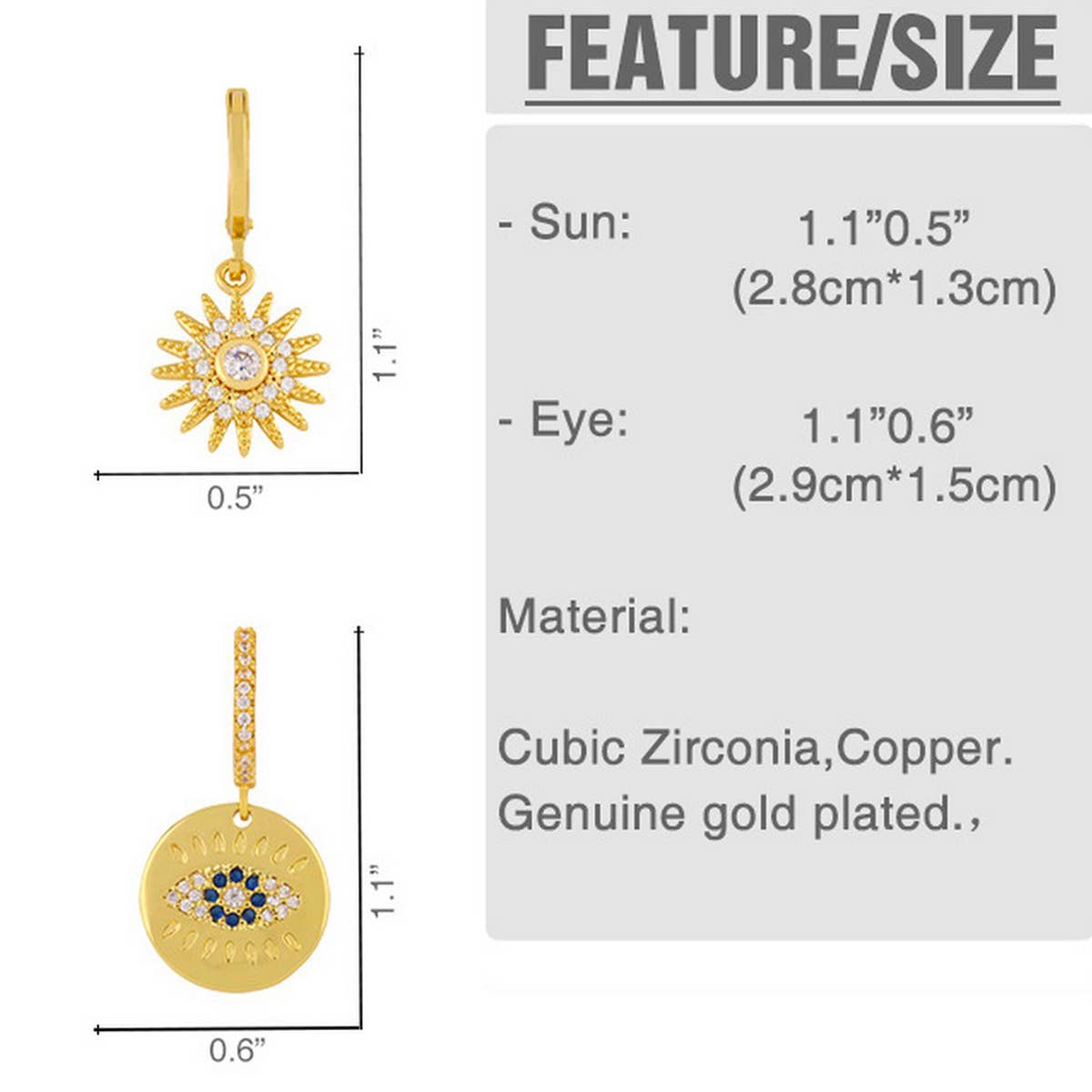 SUNFLOWER PENDANT WITH ZIRCON EARRINGS