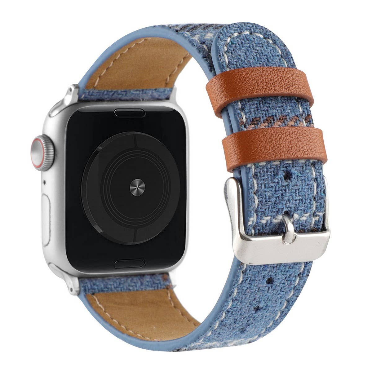 IWATCH8-1 PLUSH CHECKERED LEATHER STRAP