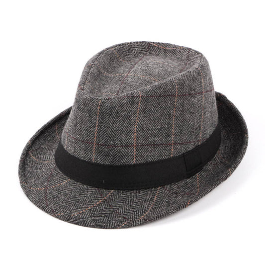 2024 NEW BRITISH STYLE CLASSIC PLAID JAZZ HAT_CWAH1914