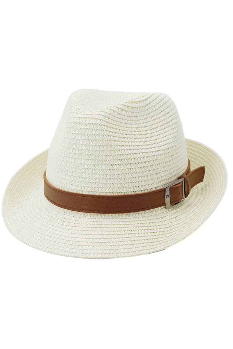 DANDY BELT SUMMER STRAW FEDORA HAT_CWAH0450