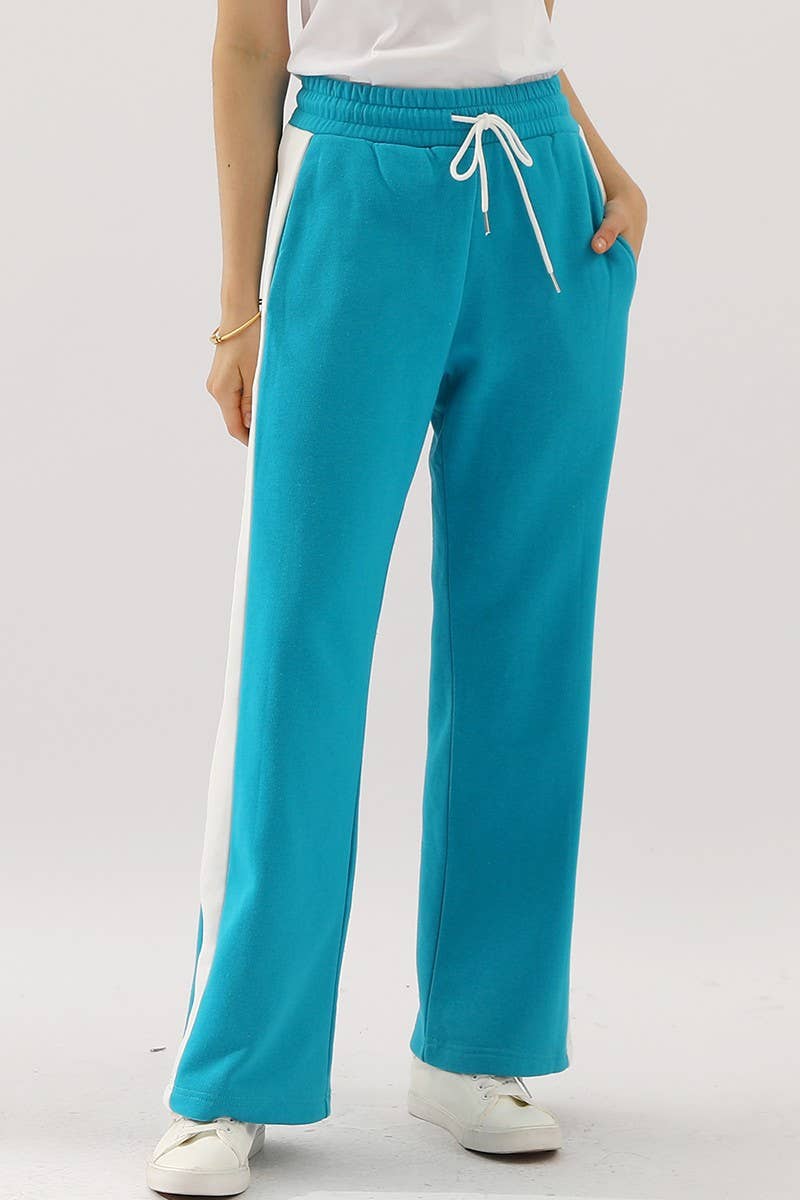 CWBLP398_HIGH WAISTED STRAIGHT WIDE LEG LONG SWEATPANTS