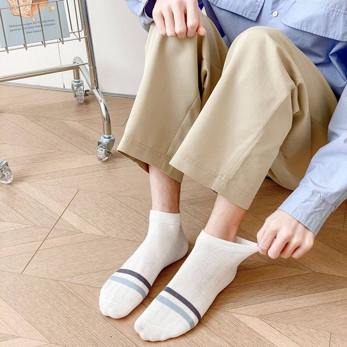 TWO-BAR SOLID COLOR BREATHABLE SOCKS FOR MEN