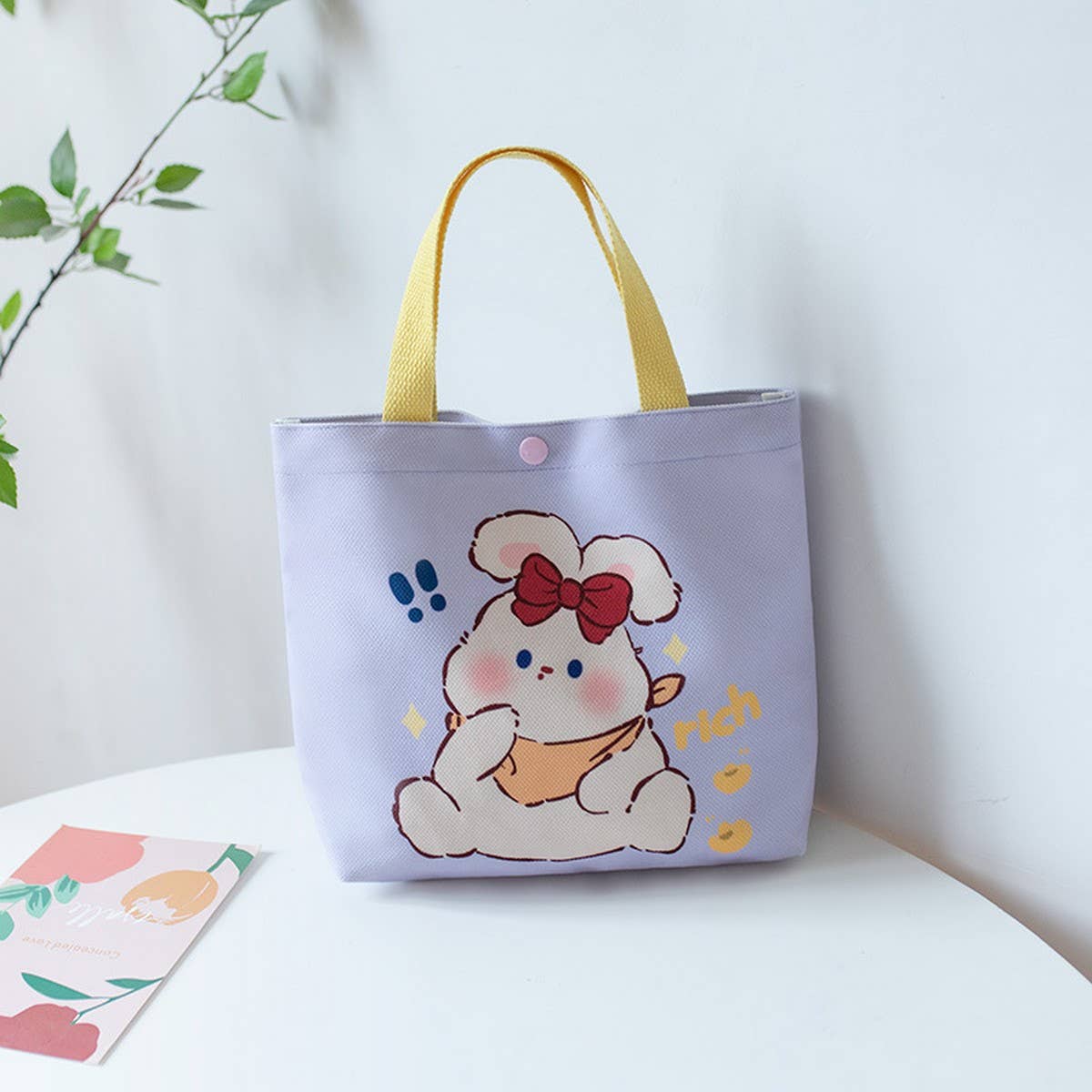 Cute Bunny Tote Bag for Girls, Spring Lunch Bag_CWAB5674