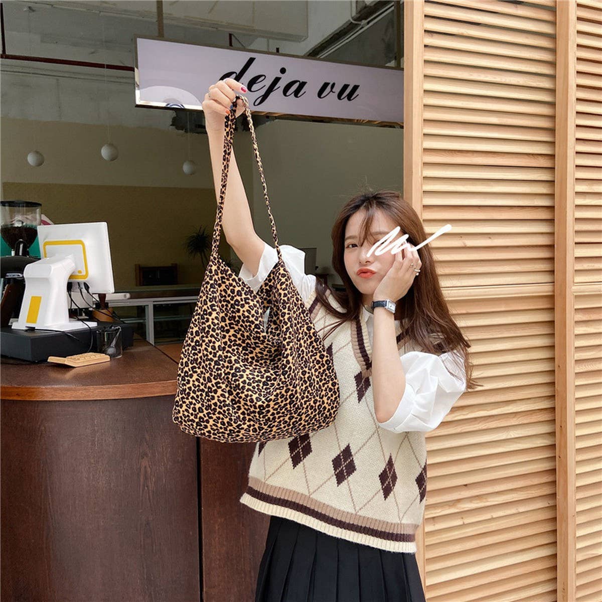 CWAB3894_PRINTED SINGLE SHOULDER SHOPPING BAG CANVAS BAG