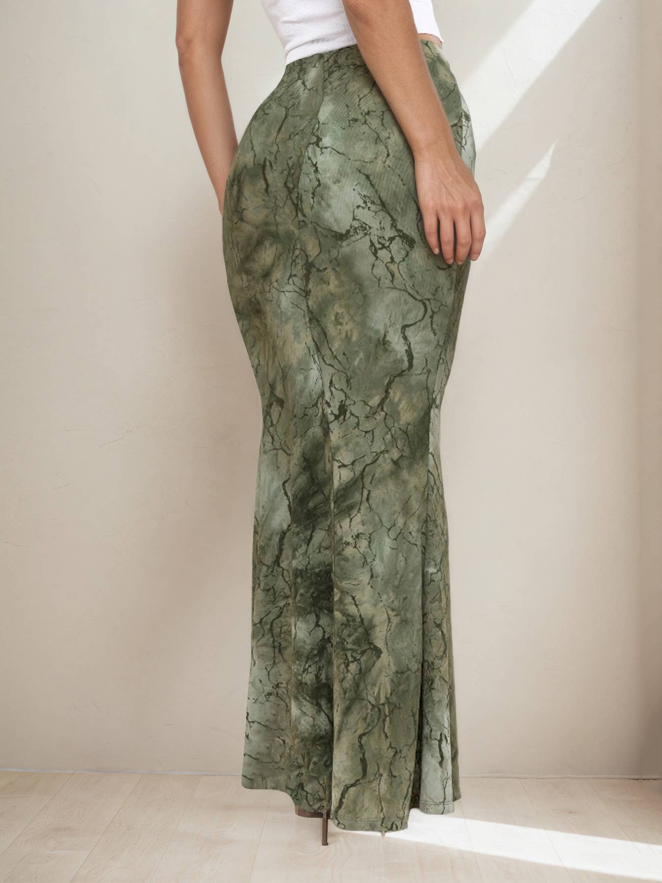 Retro printed,slimming and body-hugging skirt