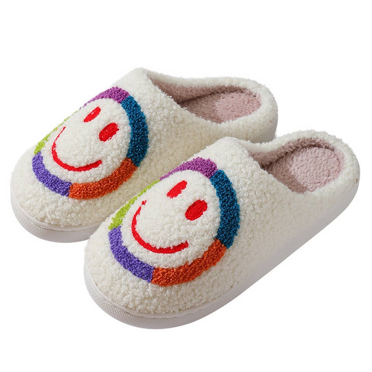 CUTE COLORFUL SMILEY FACE WINTER COTTON SLIPPERS