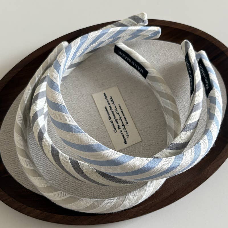 Fresh blue striped sponge hair band