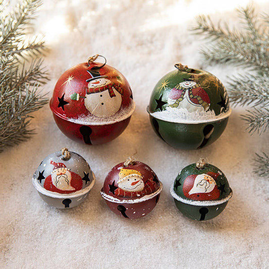CWMM10372_CHRISTMAS SANTA PAINTED IRON BELL DOOR ORNAMENTS