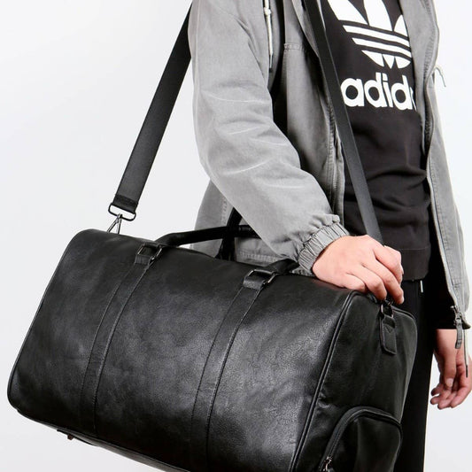 Large Leather Duffel Bag for Men, Shoe Storage_CWAB5176