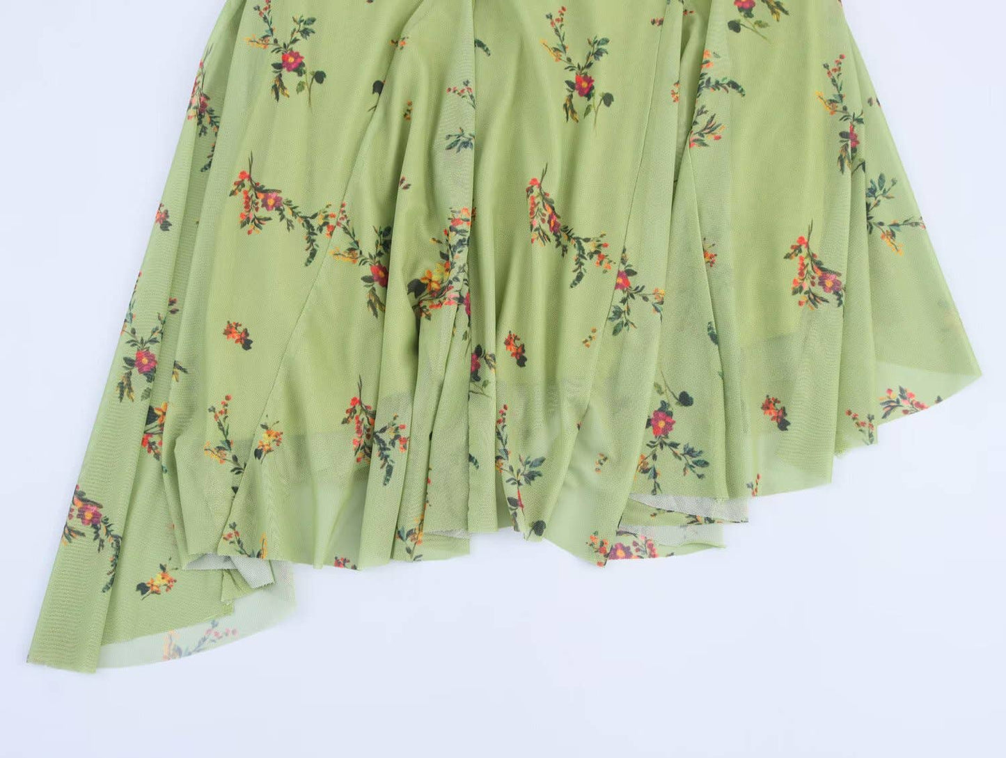 Fitted irregularly printed silk mesh MIDI dress