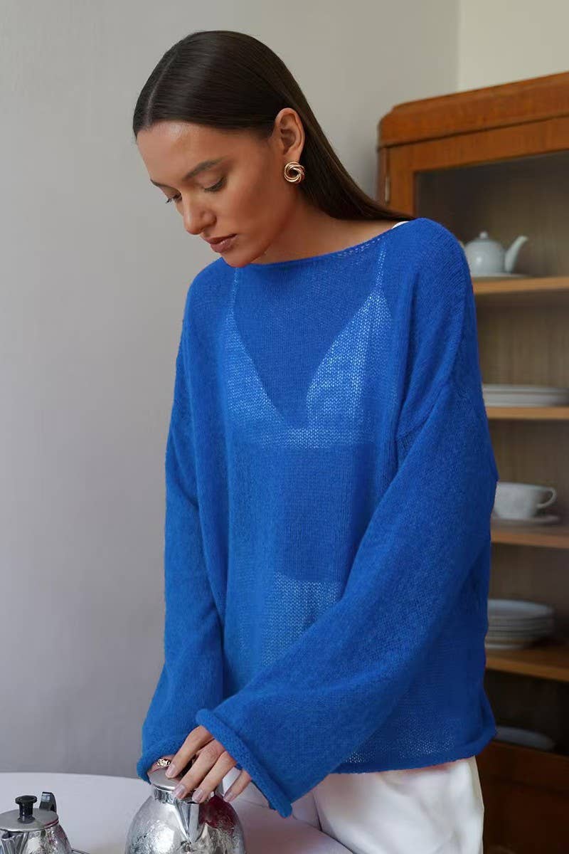 CWOSWL07647_SHEER MESH KNIT SWEATER LOOSE PULLOVER