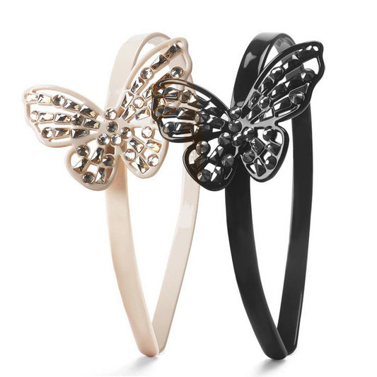 VINTAGE ACETATE BUTTERFLY DIAMOND HEADBAND HAIRPIN