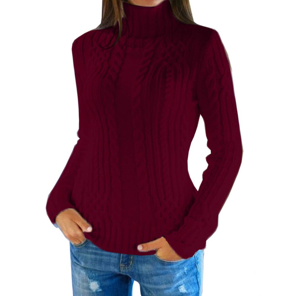 TURTLENECK TWIST FASHION SLIM PULLOVER SWEATER